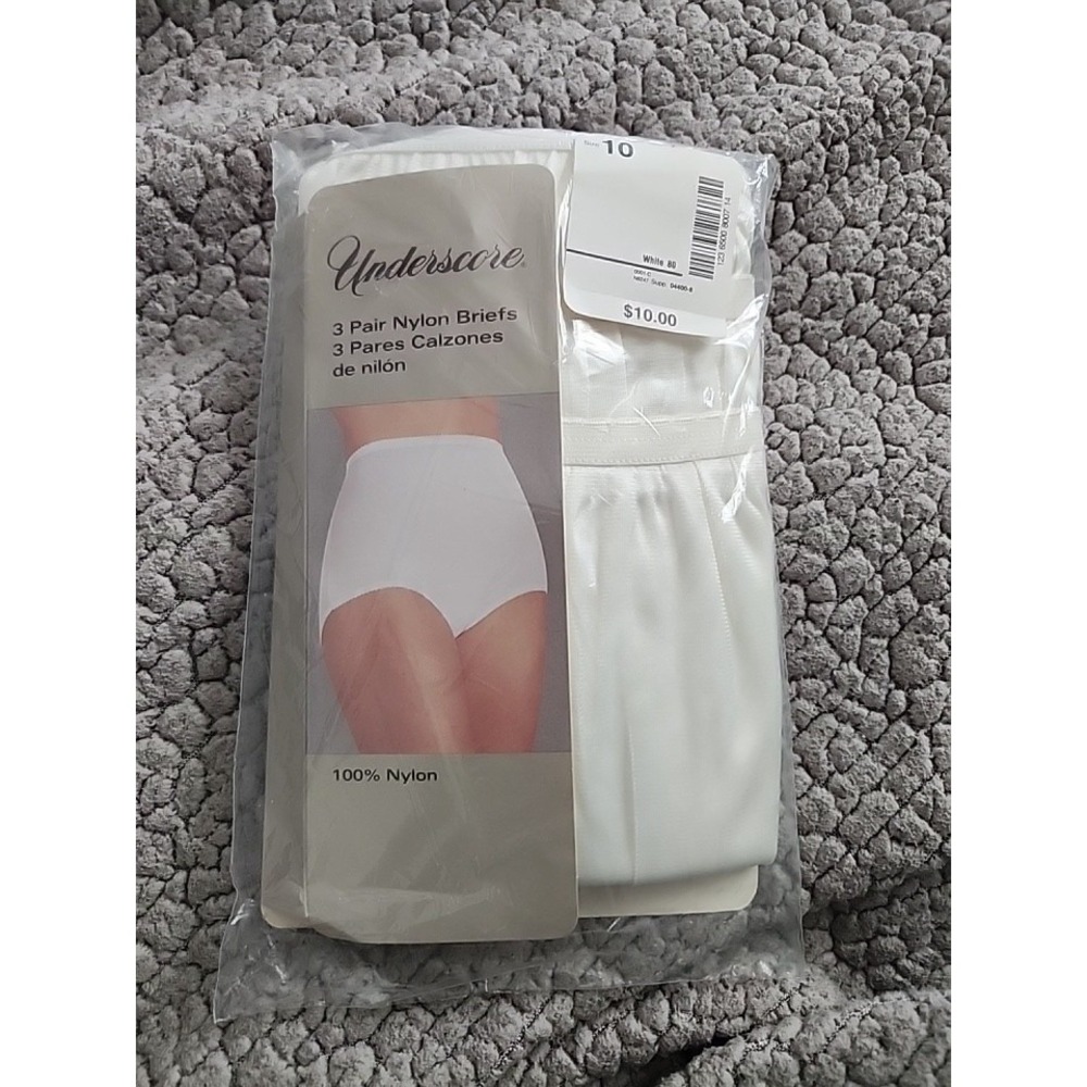 Vtg New Sealed Pkg 3 Underscore Womens Sz 10 Nylon Briefs Panties JC Penney